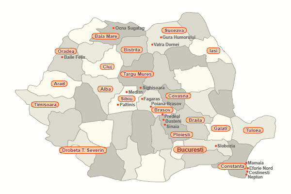 Hoteluri Romania - Harta