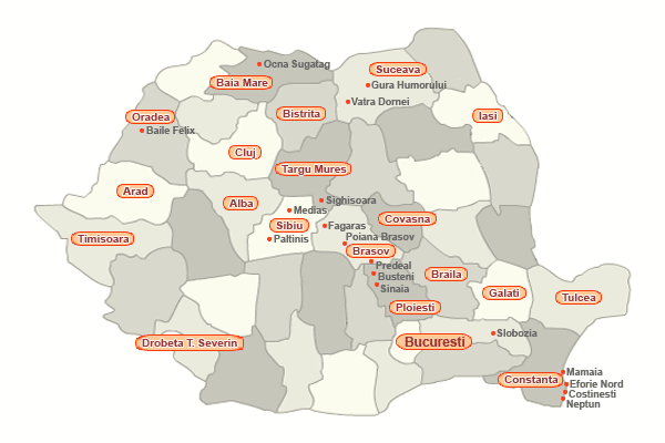 Pensioni Romania - Mappa